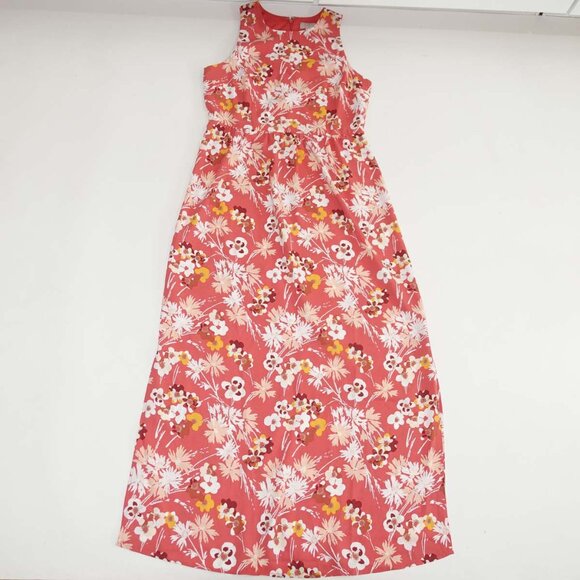 Loft Women's Sleeveless Maxi Dress Coral NWT 4 Petite Floral Print Polyester 4P - Picture 1 of 8